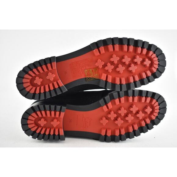 Christian Louboutin Who Runs Flat Crosta Star Black Combat Ankle Boots 36 - Picture 11 of 11